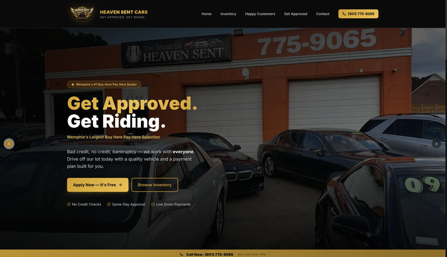 Heaven Sent Cars website