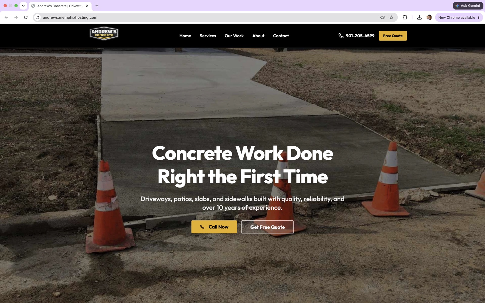 Andrew's Concrete — built by Memphix